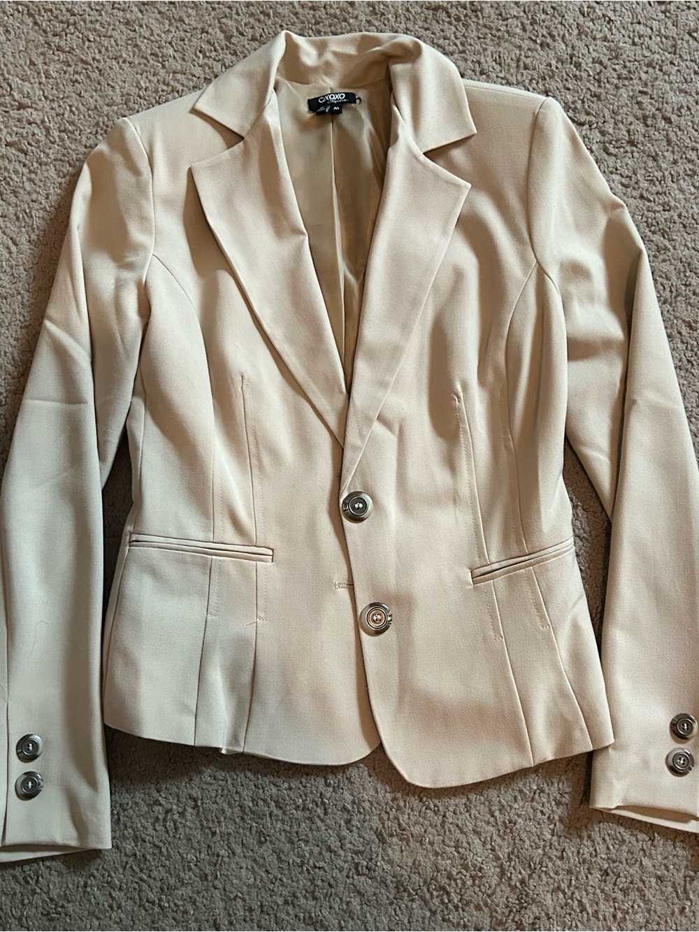 Xoxo Signature Tan Cream Tailored Blazer Jacket Size Medium